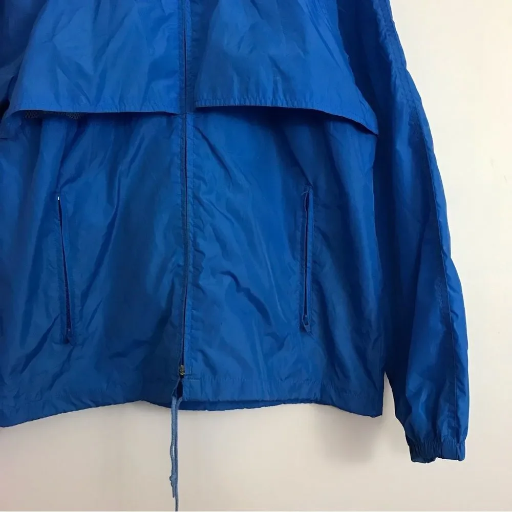 Vintage Eddie Bauer 80s Bright Blue Zip Up Nylon Windbreaker Mens Sz Small